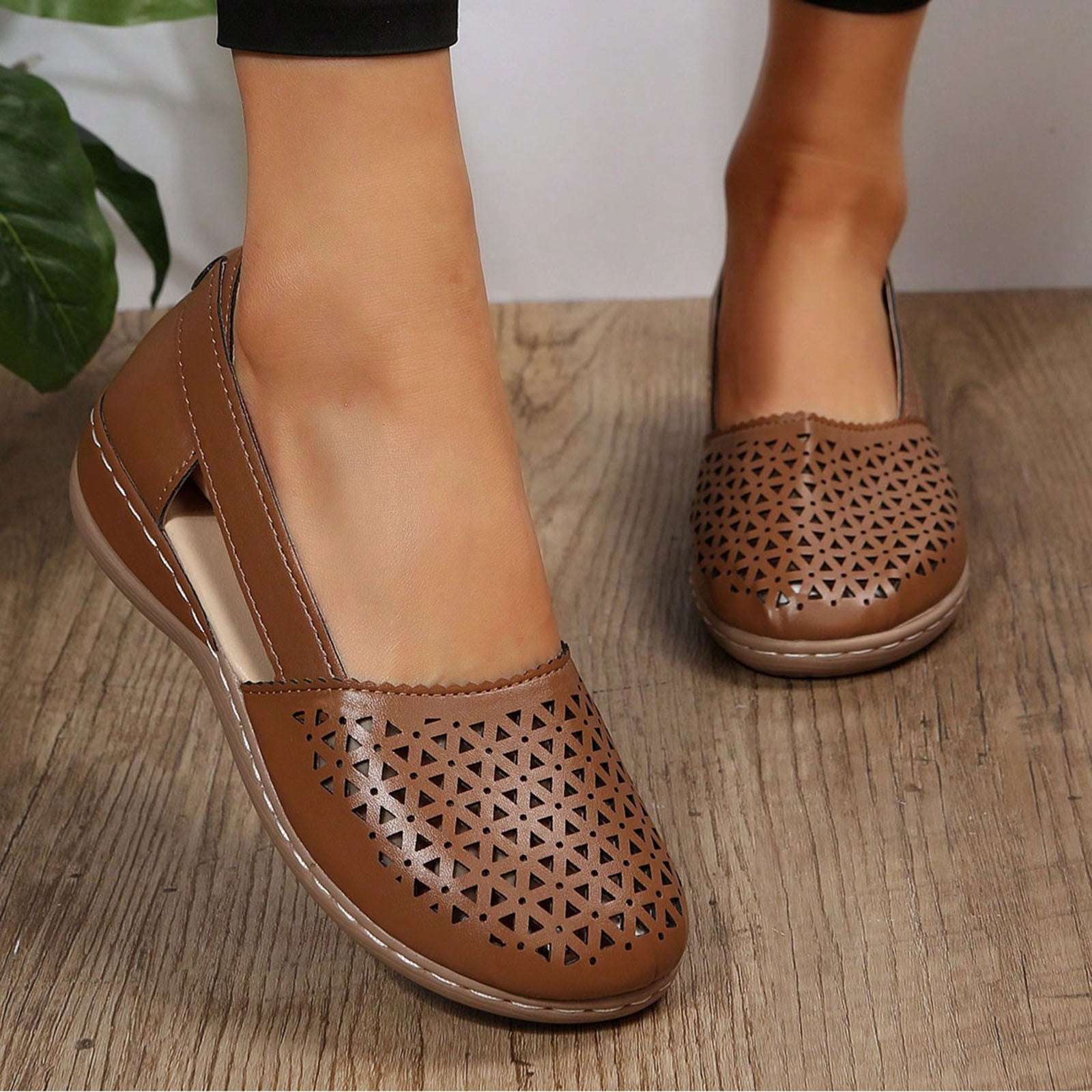 Mepaouo Women's Ballet Flats Business Office Work Casual Dress Shoes Comfortable Wedge Slip on Loafers
