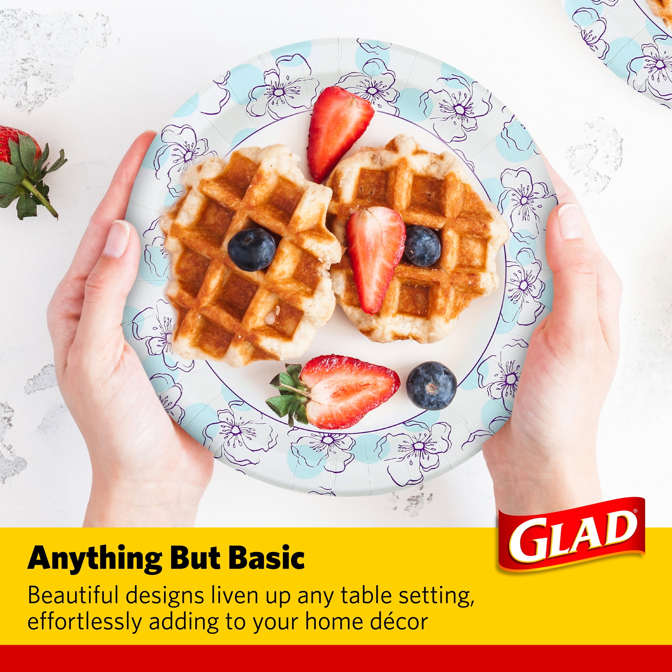 Glad - Everyday Round Paper Plates - 10" - 500CT - Blue Flower