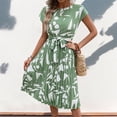 thumbnail image 4 of WTOBBY Women's Casual Fashion Abstract Print Pleated Cuff Dress with Unique Pattern and Relaxed Fit for Artistic Style Outings,Mint Green S, 4 of 4