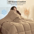 thumbnail image 3 of 100% Cotton All Season 1pc Box Stitched Comforter, Duvet Insert Cover, Pattern Solid Taupe Color Oversized King (120"x98") Size Machine Washable Lightweight, 3 of 6