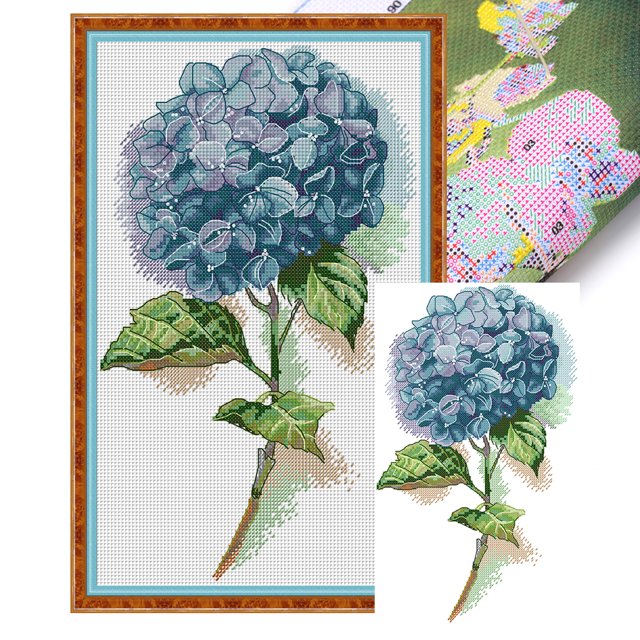 Hilo de algodón ecológico bordado completo, Kit de punto de cruz con flores estampadas de 14CT, artesanía