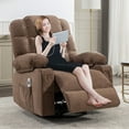 thumbnail image 3 of Power Recliner Chair for Adults, UHOMEPRO Swivel Recliner Chair with Massage and Heat, Manual Nursery Rocker Chair Sofa with USB Port, Modern Living Room Lounge Chair with Side Pockets, Brown, 3 of 12