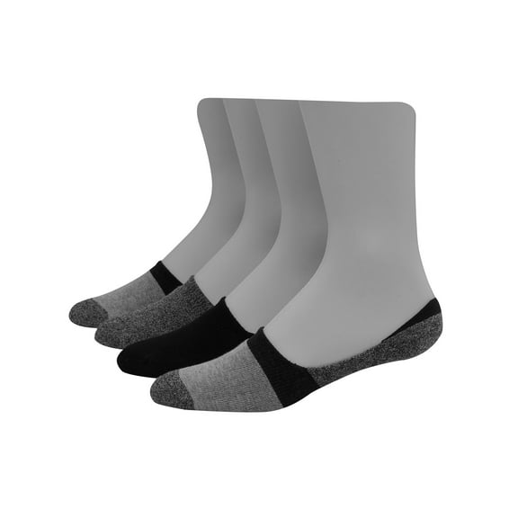 Hanes Men's Cushioned Liner No-Show Socks, 4-Pack Grey/Black Colorblock 6-12