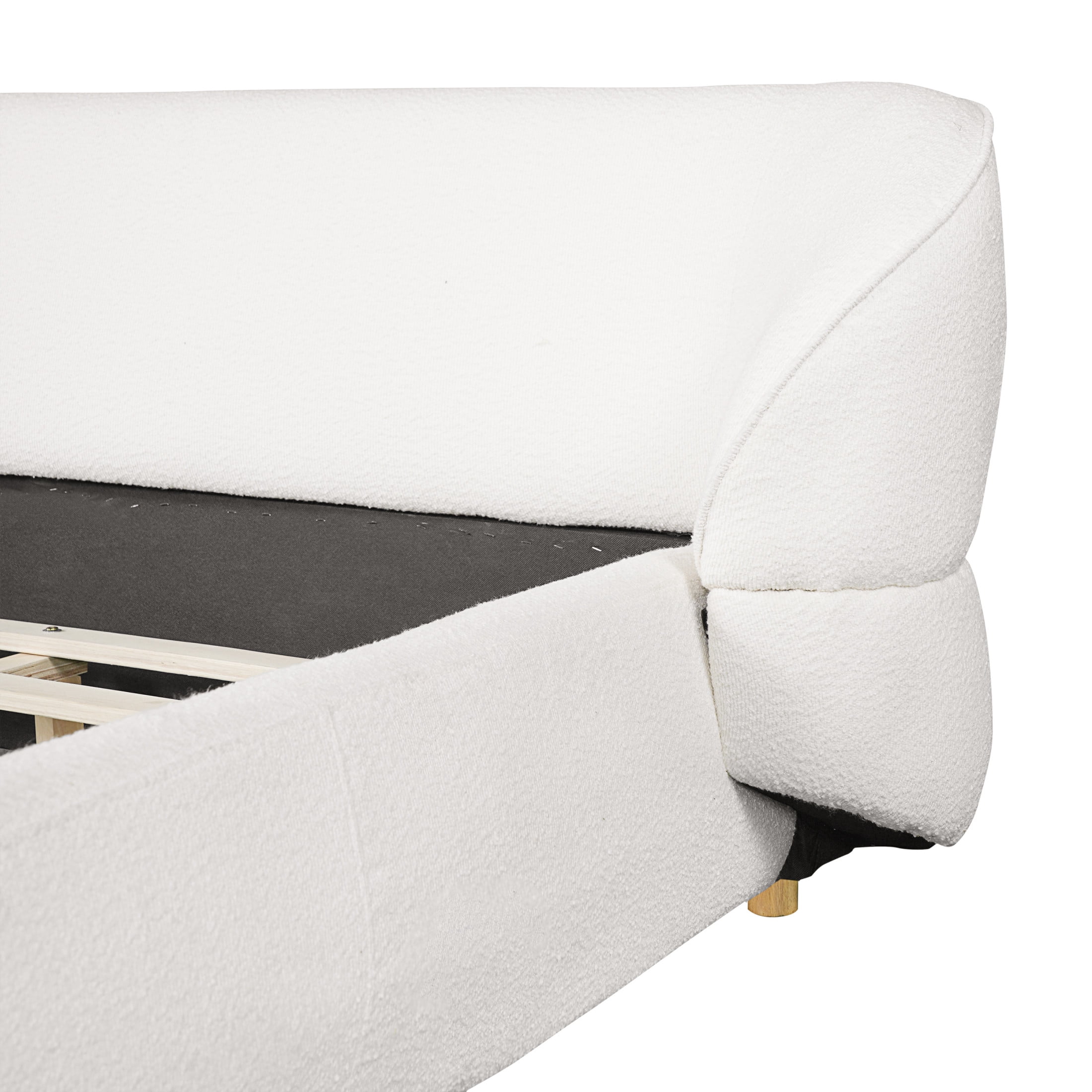 Christopher Knight Home Modern King Upholstered Platform Bed with Cloud Wingback Headboard, White