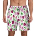 thumbnail image 3 of Uemuo Tulips Flowers Pattern Mens Swim Trunks Quick Dry Board Shorts with Mesh Lining, Stretch Beach Shorts Quick Dry No-Chafing Board Shorts-3X-Large, 3 of 9