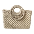 thumbnail image 1 of Bolso de hombro de paja de moda, bolso tejido a mano, bolso casual de verano, bolso elegante tejido Beige, 1 of 8