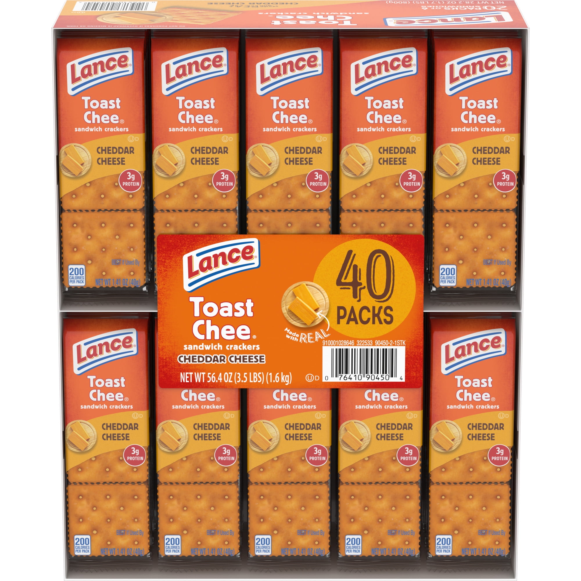 Lance Sandwich Crackers, ToastChee Cheddar, 40 Individually Wrapped