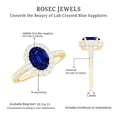 thumbnail image 6 of Rosec Jewels Oval Shaped Lab Grown Blue Sapphire and Diamond Ring - Halo Engagement Ring for Women - AAAA Quality Certified, 14K Yellow Gold, US 4.00, 6 of 9