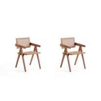 Manhattan Comfort Hamlet 18.11" Wood Dining Arm Chair in Natural (Set of 2)