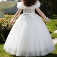 thumbnail image 6 of Girls off-Shoulder Tulle Ball Gown with Ruffles & Sequins, formal Princess Dress for 3-13 Years Old, Ideal for Birthdays & Flower Girl Events White 12 Years, 6 of 8