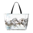 thumbnail image 2 of Honeii Running White Horses for Tote Bag with Adjustable Strap,Beach Bag, Waterproof Sandproof Beach Tote Bag, Large Capacity Foldable Beach Bags, 2 of 7
