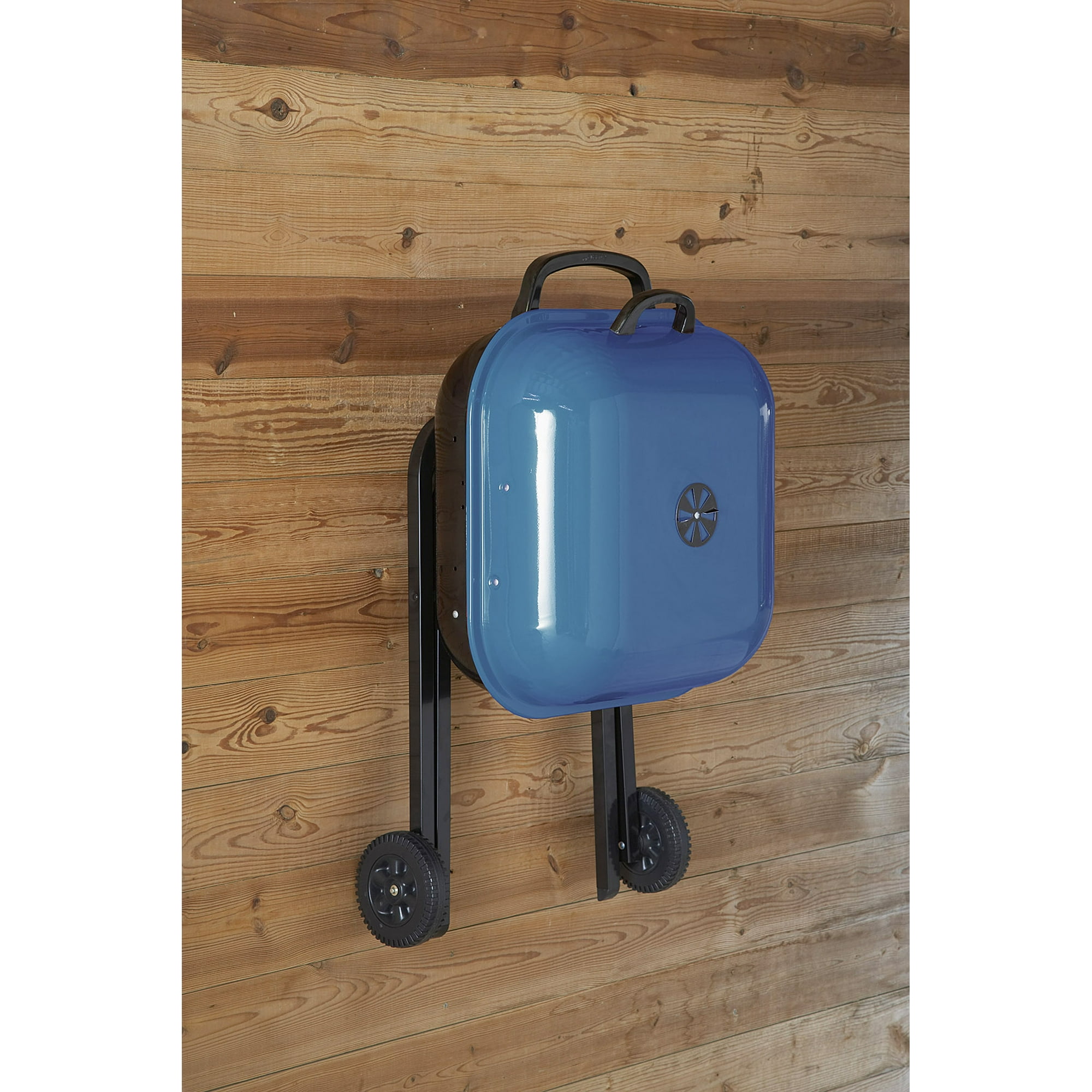 Americana Walk-A-Bout, Original Square Charcoal Grill-100% Pre-Assembled Portable Steel, Blue