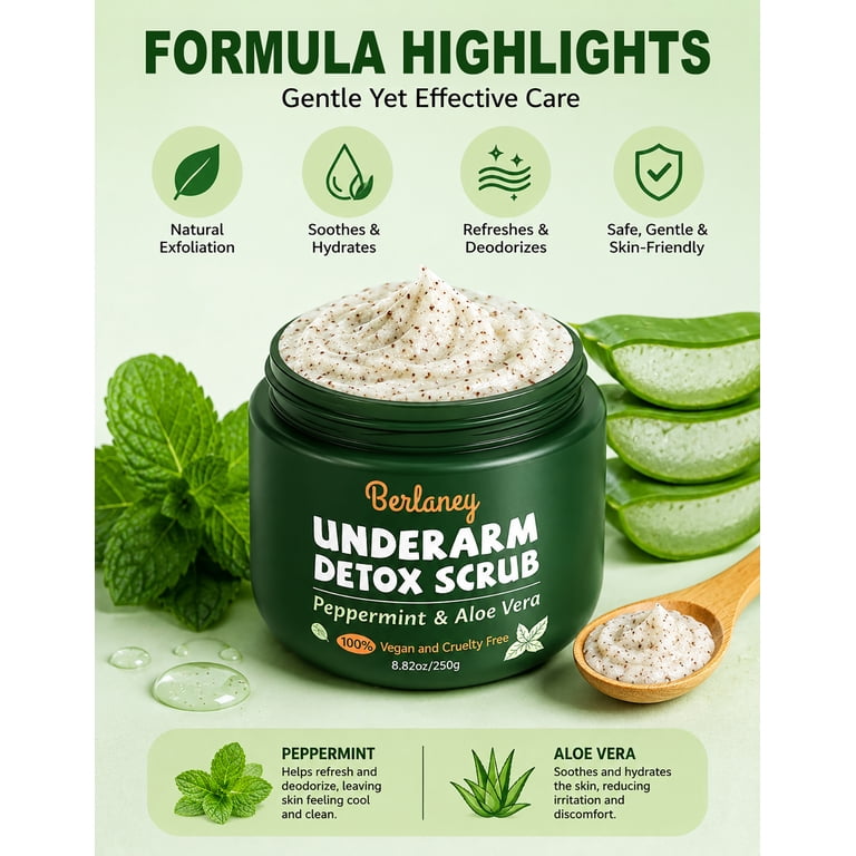 Berlaney Armpit & Body Scrub 8.8 oz Deep Cleanse & Exfoliating