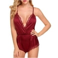 thumbnail image 1 of LSLJS Dames Mignonne Fille Uni Mignonne Érotique Col en V Dentelle Combinaison Ensembles de Lingerie, Ensembles de Lingerie, 1 of 3