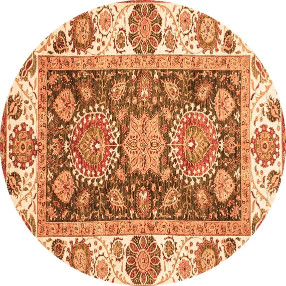 Ahgly Company Indoor Round Oriental Orange Traditional Area Rugs, 5' Round