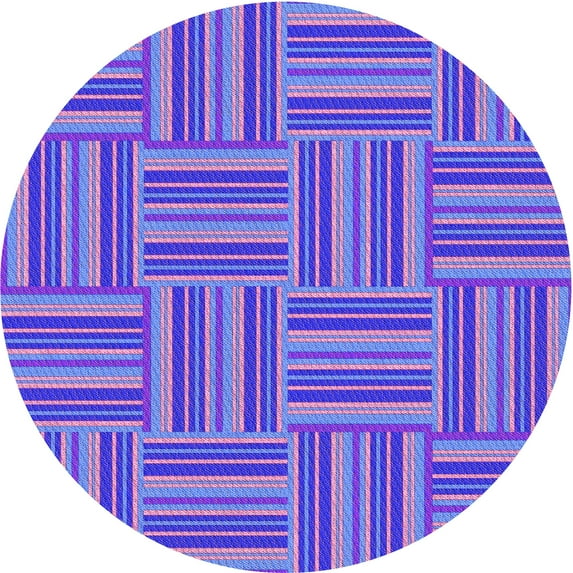 Ahgly Company Indoor Round Patterned Crocus Purple Area Rugs, 5' Round