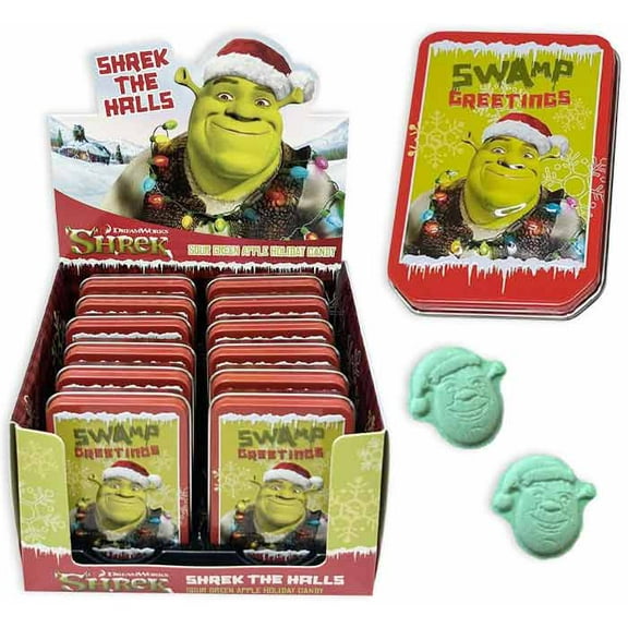 Shrek Sour Green Apple Holiday Candies, 12 Count, 1.0 oz Tin