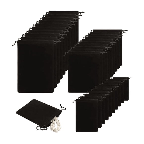 20pcs Bolsas De Terciopelo Con Cordón Para Regalo 10*12cm Negro