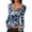Dark Blue Floral, variant on Womens Long Sleeve T Shirts Fall Trendy Deep V Neck Slim Fit Basic Crop Tops Casual Going Out Top