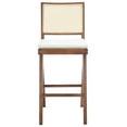 thumbnail image 5 of SAFAVIEH Couture Colette Square Mid Back Bar Stool, Walnut/Natural, 5 of 15