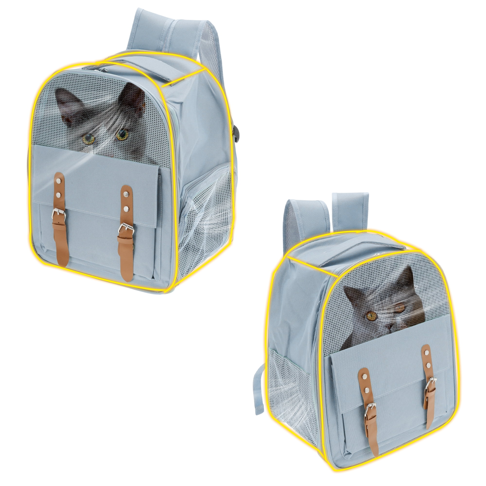 Unique Bargains Pet Backpack for Cats and Small Dogs Breathable Carrier Blue
