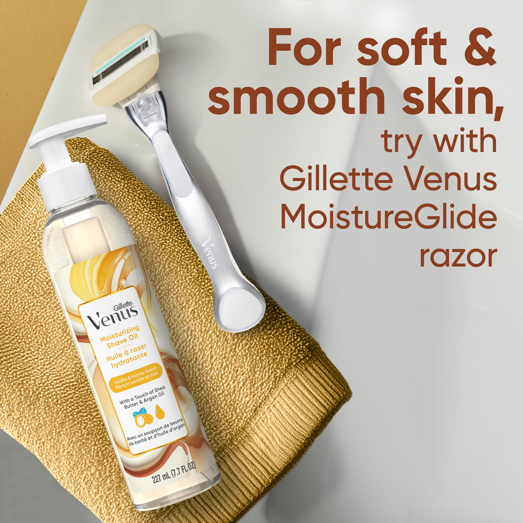 Gillette Venus Moisturizing Shave Oil, Vanilla & Honey Scented, 6 oz