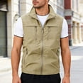 thumbnail image 2 of Utility Vest for Men with Pockets Summer, Outdoor Lightweight Outerwear Vest for Hiking Fishing Photo Work, Khaki XS, 2 of 5