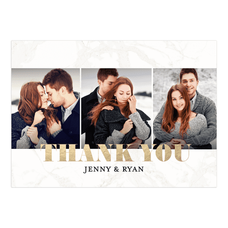 Themed Wedding Card - Personalized Wedding Thank You Card - Classic Marble - 5 x 7 Flat