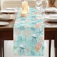 thumbnail image 3 of Table Runners 108 Inches Long Dress Scarves, Teal Red Coastal Jellyfish Farmhouse Coffee/Dining/Kitchen Table Runner for Living Room, Summer Nautical Beach Coral Starfish 13x108 Inch, 3 of 9