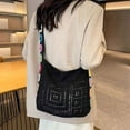 thumbnail image 4 of Spencer Crochet Bag Women Crochet Shoulder Bag Knitting Crossbody Handbag Floral Hollow Beach Tote Bag, White, 4 of 9