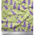 thumbnail image 1 of Soimoi Modal Satin Fabric Leaves & Lavender Shirting Print Fabric by Yard 42 Inch Wide, 1 of 1