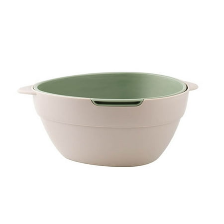 

for Creative Kitchen Strainer Colander Set Double Layer Large Contrast Color Plastic Washing Bowl Food Vegetable Fruits Drain Baskin Basket