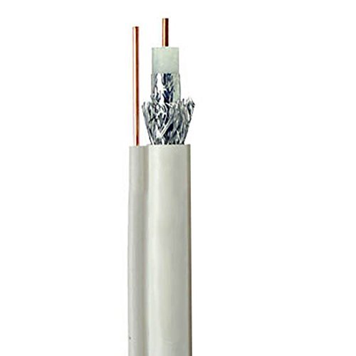 250' FT RG6 Coaxial Cable White with Ground 3 GHz Solid Copper 18 AWG Center Series 6 Drop Satellite Digital HDTV CATV RG-6 Bulk Cable Length Outdoor Suspension Drop Cable