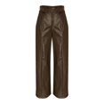 thumbnail image 4 of Women'S Faux Leather Pants Pu High Waist Wide Leg Pants With Pockets Pleated Fall Winter Fashion Flare Trousers, 4 of 4