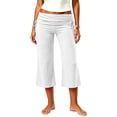 thumbnail image 2 of Lutiedan Fold Over Workout Capri Pants for Women Wide Leg Low Rise Gaucho Yoga Pants Lounge Baggy Y2K Flowy Athletic Pants,White,XXL, 2 of 9