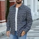 thumbnail image 1 of pstuiky Camisas casuales de manga larga para hombre, Camisa de manga larga con solapa y bolsillo con botones a cuadros estilo vintage informal para hombre. salir tops s, 1 of 9