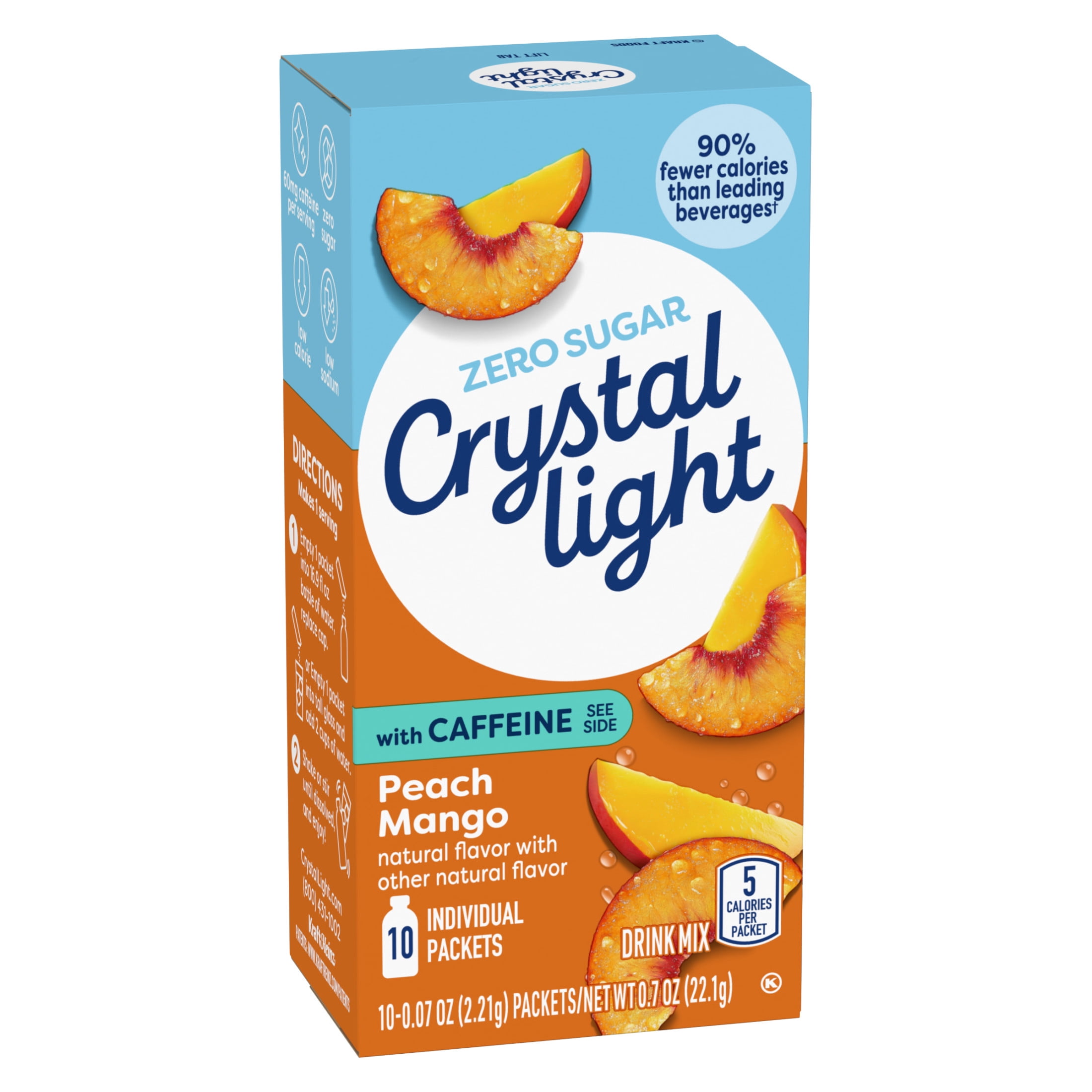 Crystal Light Drink Mix, Peach Mango, 10 Packets, with Caffeine
