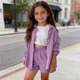 thumbnail image 4 of Amidoa Girls 2 Piece Outfits Summer Clothes Soft Long Sleeve T Shirts and With Pockets Casual Shorts Kids Clothing Sets Purple Size 4T, 4 of 9