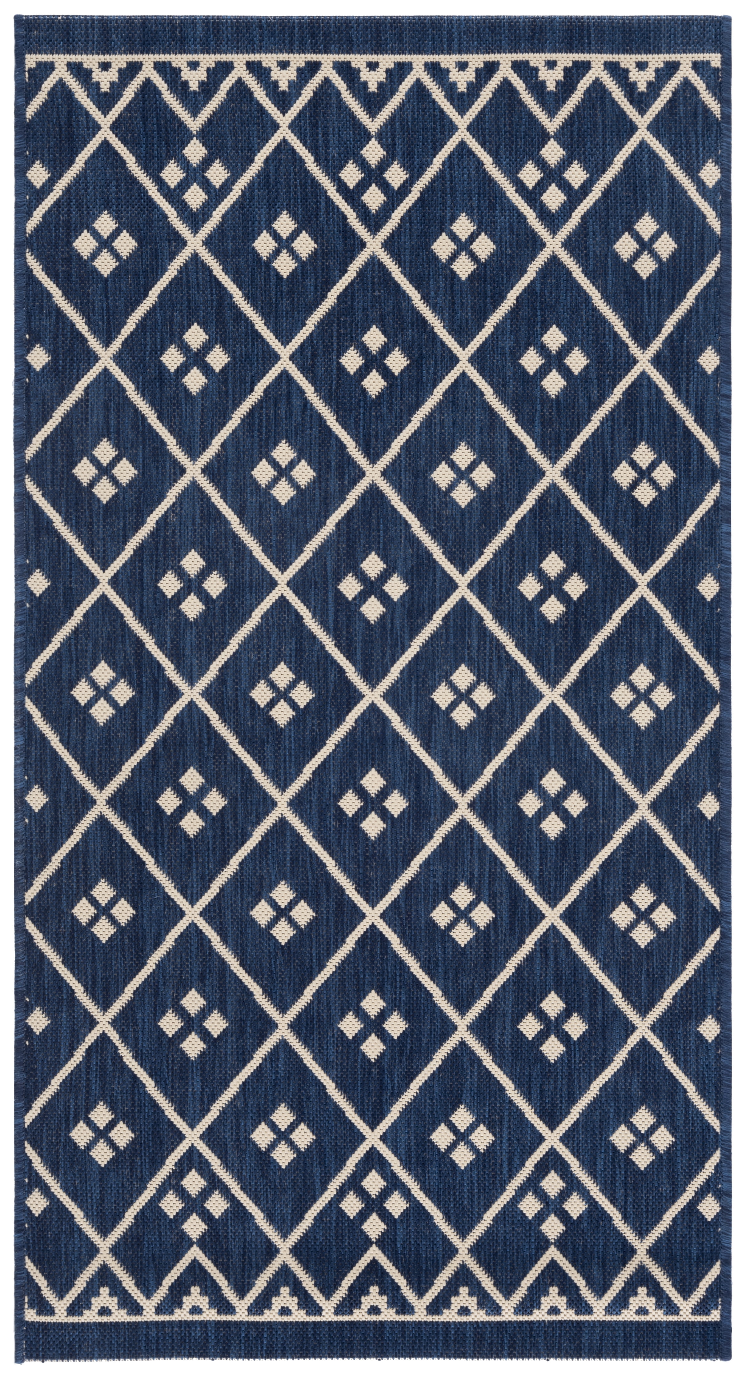 Safavieh Courtyard Cori Bordered Indoor/Outdoor Area Rug, Navy/Light Beige, 4' x 5'7"