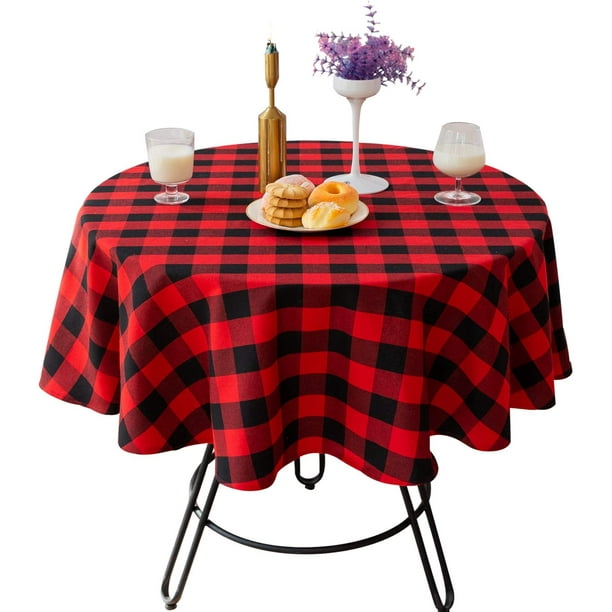 55 Inch Buffalo Plaid Round Tablecloth Checd Table Cover For Wedding Kitchen Dinning Room Party Home Picnic Red And Black Com 55 Inch Buffalo Plaid Round Tablecloth, What Size Tablecloth For A 55 Inch Round Table