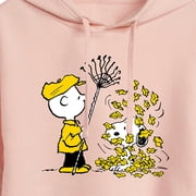 Peanuts - Charlie Brown Snoopy Fall Leaves Cropped Graphic Hoodie