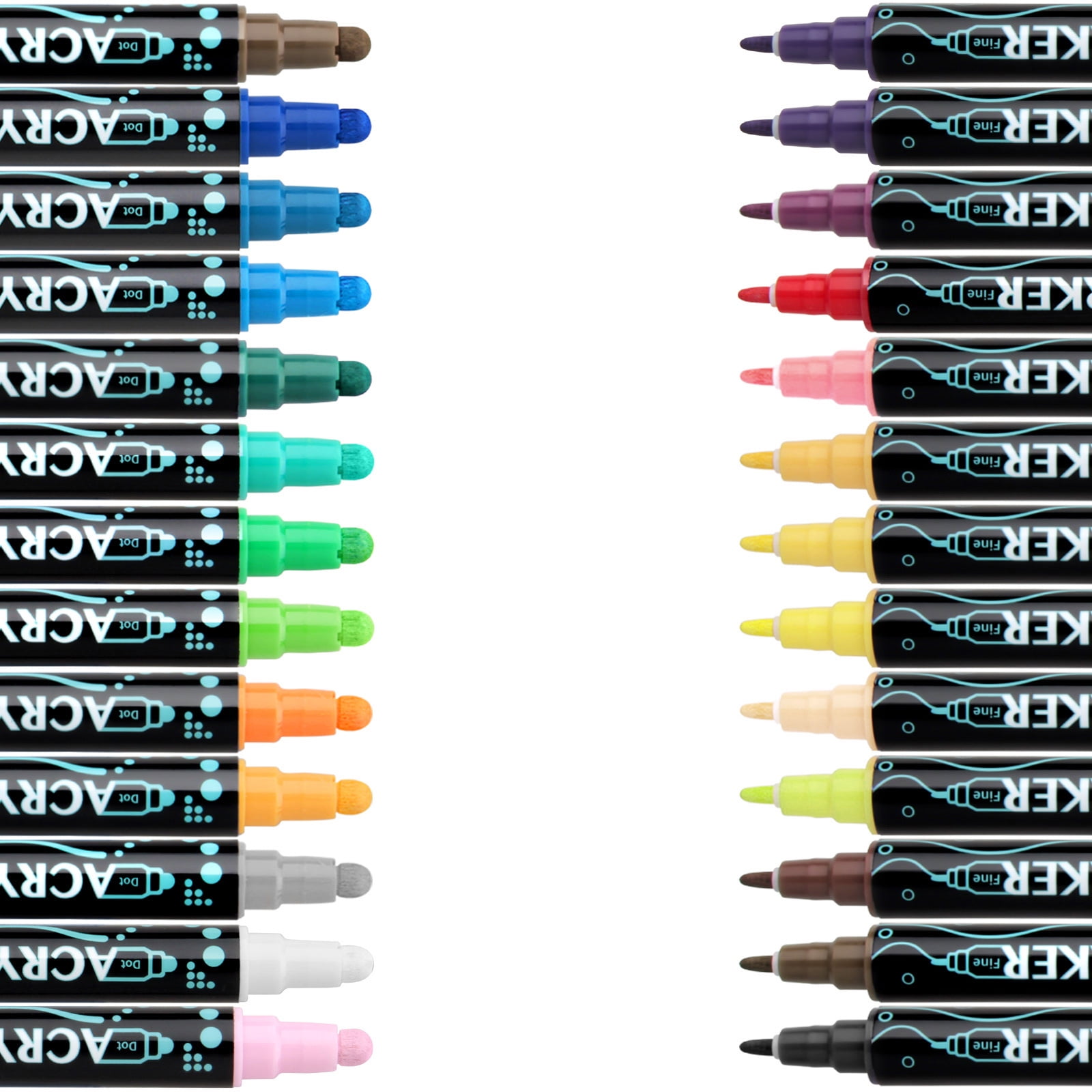 Double Ended Acrylic Marker for Drawing Scrapbooking, 12/24/26/30 Colors Acrylic Paint Pen Quick Drying Water Resistant