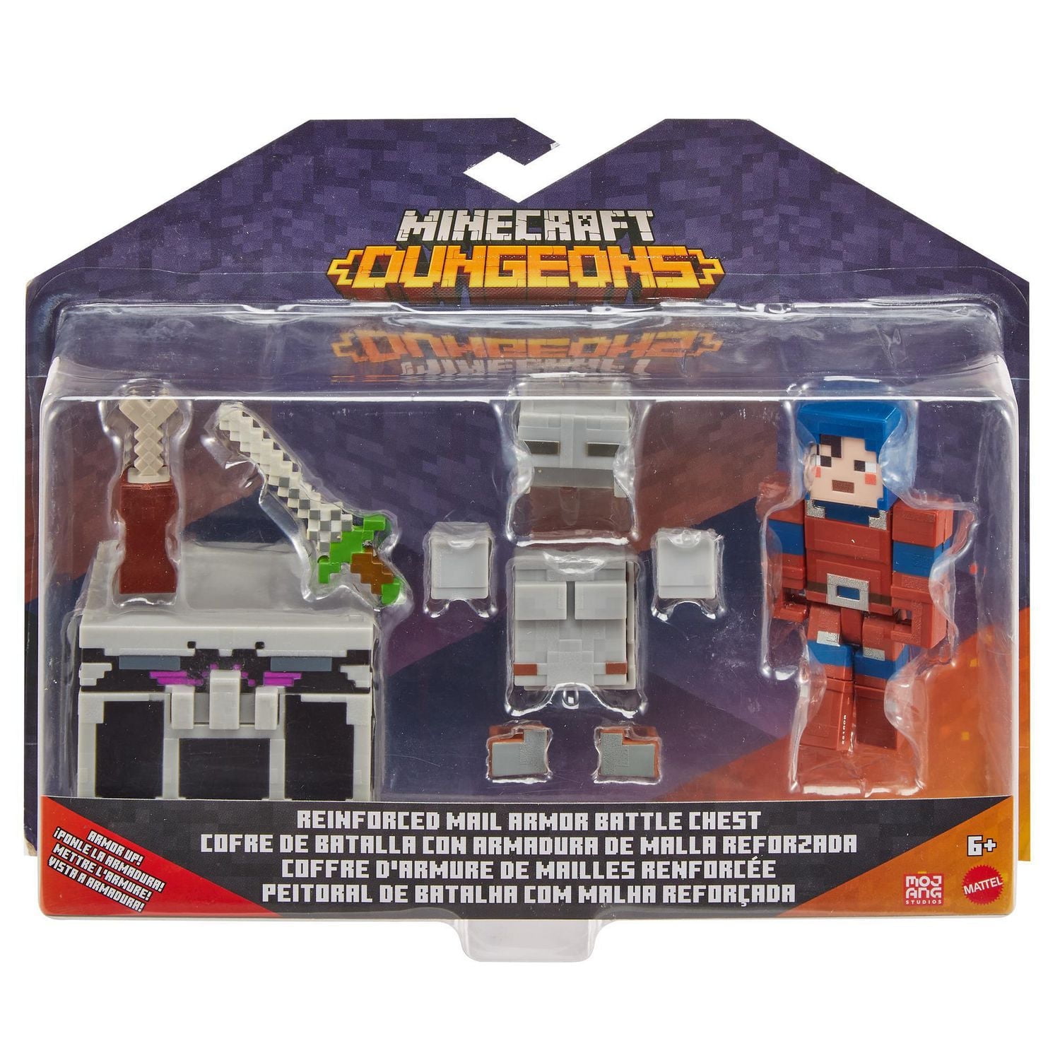 Coffre de combat ​Minecraft Dungeons avec figurine, arme et accessoires