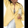 thumbnail image 1 of Camisa de Botones para Mujer 100% Algodón Amarillo S, 1 of 7