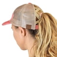 thumbnail image 3 of C.C Ponycap Messy High Bun Ponytail Adjustable Mesh Trucker Baseball Cap Hat, Criss Cross Mesh Coral, 3 of 3
