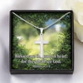 thumbnail image 3 of Scripture Card Blessed Pure In Heart Matthew 5:8 Cross Card Necklace w Stainless Steel Pendant Religious, 3 of 20