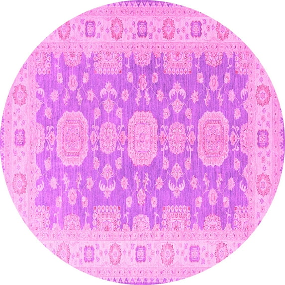 Ahgly Company Indoor Round Oriental Pink Traditional Area Rugs, 8' Round