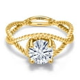 thumbnail image 3 of Gem Stone King 18K Yellow Gold Plated Silver Ring Round Moissanite 1.20cttw, 3 of 6
