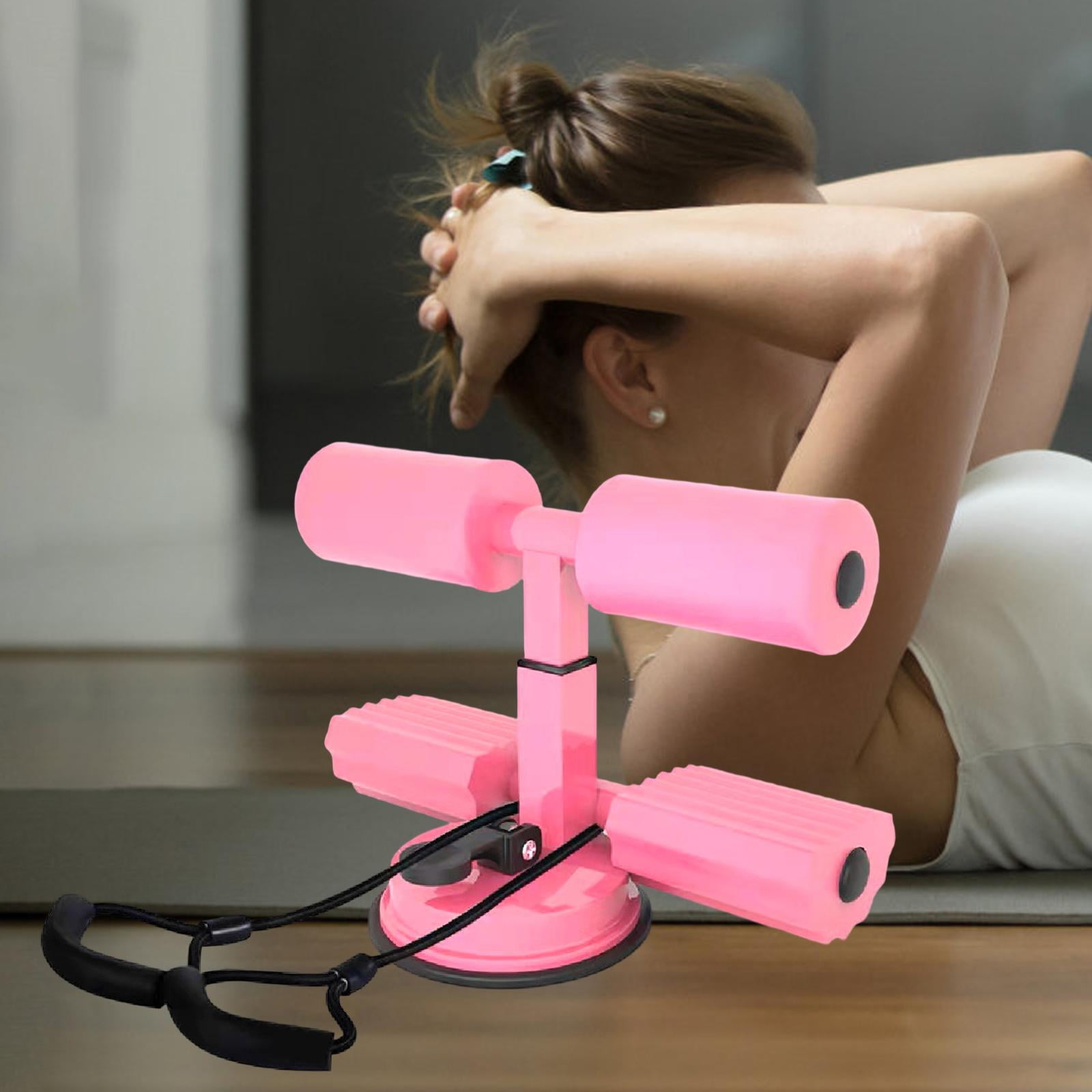 Sit up Bar Floor Abdominal Trainer with Strong Suction Cup Home Workout  Full Body Training Fitness Equipment Height Adjustable Situp Aid Pink 