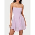 thumbnail image 4 of Yunliwuli Women’s Short Cami Dress Adjustable Thin Straps Back Tie Up Layered Pleated Dress for Summer, 4 of 10